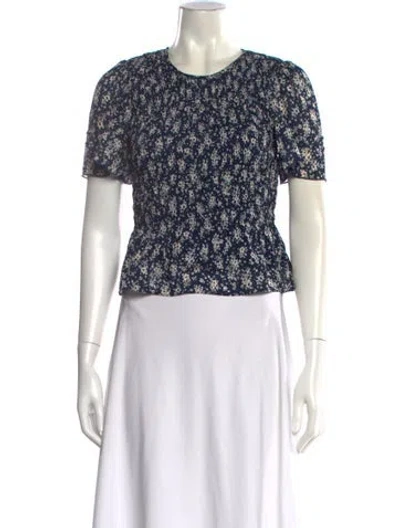 Pre-owned Moussy Floral Print Crew Neck Top In Multi