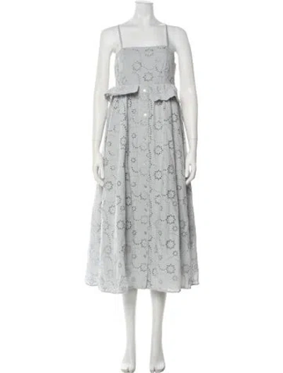 Pre-owned Moussy Floral Print Long Dress In Gray