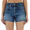 Moussy Ford High Waist Denim Cutoff Shorts In Blue