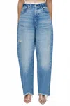 Moussy Fredonia Wide Tapered Jean In Light Blue In Blue