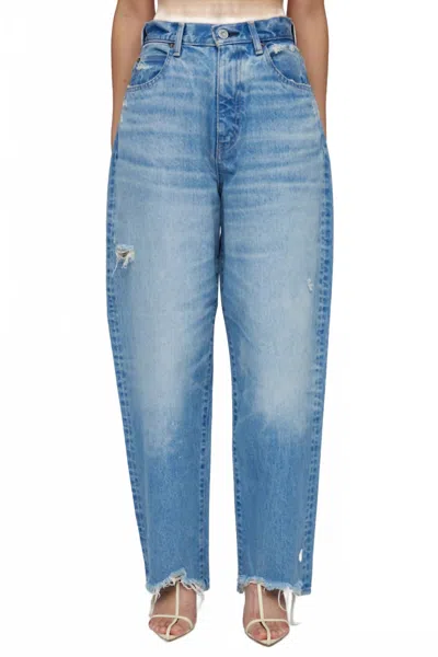 Moussy Fredonia Wide Tapered Jean In Light Blue