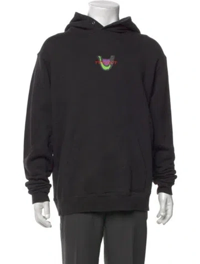 Pre-owned Moussy Graphic Print Crew Neck Hoodie In Black