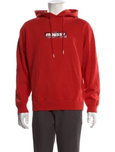 Pre-owned Moussy Graphic Print Crew Neck Hoodie In Orange/red