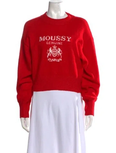 Pre-owned Moussy Graphic Print Crew Neck Sweater In Red