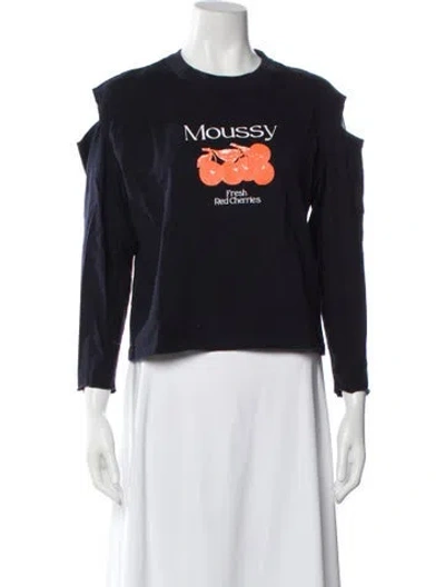 Pre-owned Moussy Graphic Print Crew Neck T-shirt In Blue