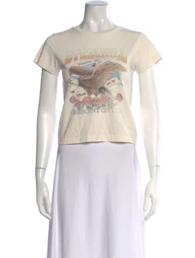 Pre-owned Moussy Graphic Print Crew Neck T-shirt In White