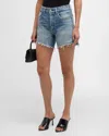 Moussy Graterford Distressed Denim Short In Blue In Blue