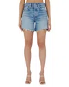 Moussy Fairlawn High Waist Cutoff Denim Shorts In Blue