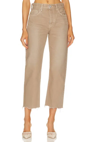 Moussy Herminie Wide Straight Jean In Light Brown In Multi