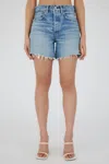 Moussy Fairlawn High Waist Cutoff Denim Shorts In Blue