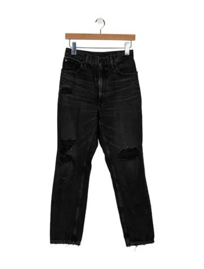 Pre-owned Moussy High-rise Straight Leg Jeans In Black