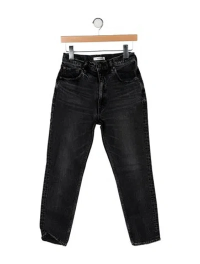 Pre-owned Moussy High-rise Straight Leg Jeans In Black