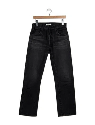 Pre-owned Moussy High-rise Straight Leg Jeans In Black
