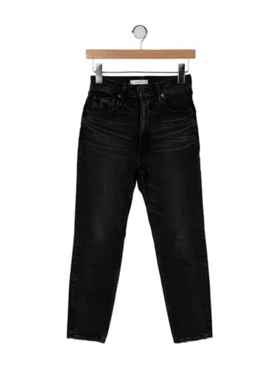 Pre-owned Moussy High-rise Straight Leg Jeans In Black