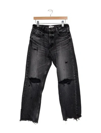 Pre-owned Moussy High-rise Straight Leg Jeans In Black