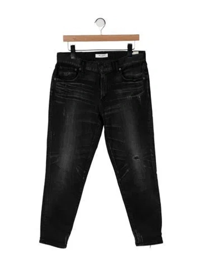 Pre-owned Moussy High-rise Straight Leg Jeans In Black