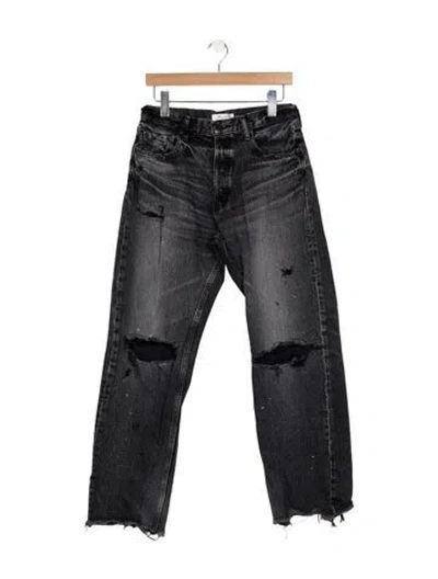 Pre-owned Moussy High-rise Straight Leg Jeans In Black