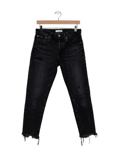 Pre-owned Moussy High-rise Straight Leg Jeans In Black