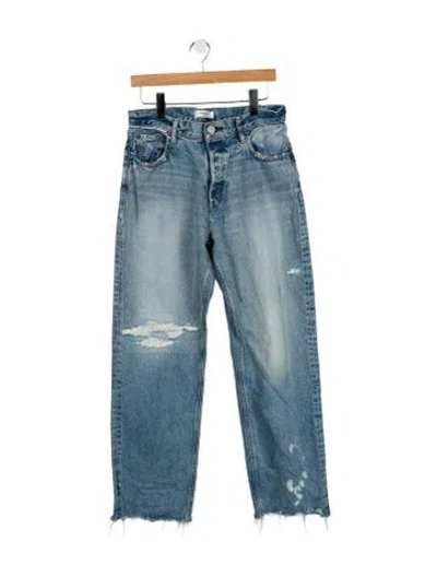 Pre-owned Moussy High-rise Straight Leg Jeans In Blue