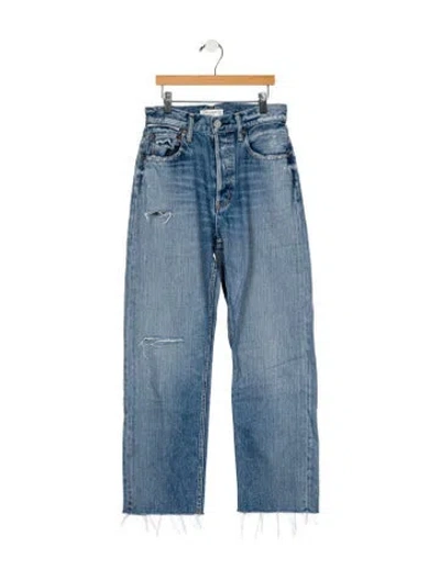 Pre-owned Moussy High-rise Straight Leg Jeans In Blue