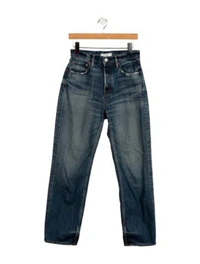 Pre-owned Moussy High-rise Straight Leg Jeans In Blue