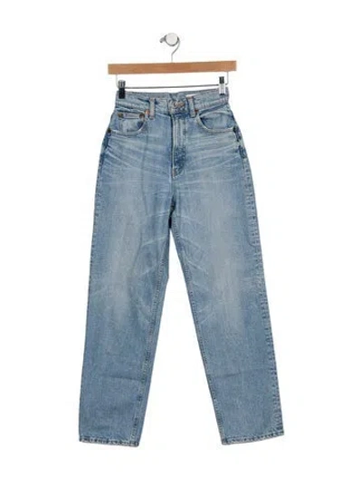 Pre-owned Moussy High-rise Straight Leg Jeans In Blue
