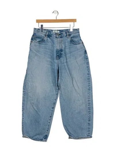 Pre-owned Moussy High-rise Straight Leg Jeans In Blue