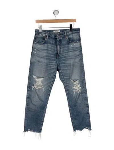 Pre-owned Moussy High-rise Straight Leg Jeans In Blue