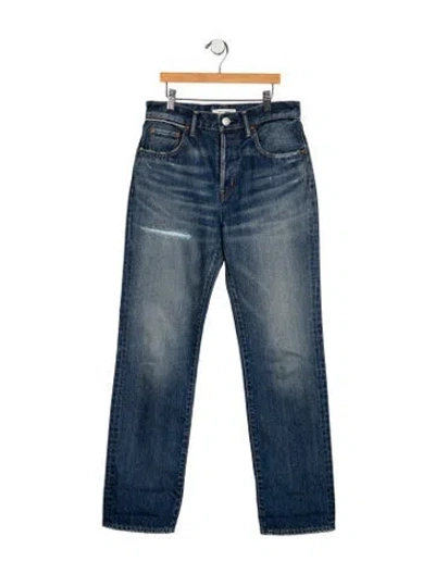 Pre-owned Moussy High-rise Straight Leg Jeans In Blue