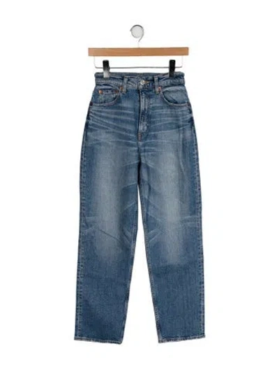 Pre-owned Moussy High-rise Straight Leg Jeans In Blue