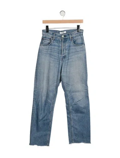 Pre-owned Moussy High-rise Straight Leg Jeans In Blue