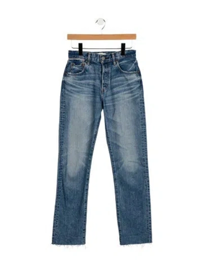 Pre-owned Moussy High-rise Straight Leg Jeans In Blue