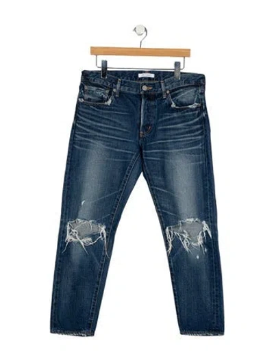 Pre-owned Moussy High-rise Straight Leg Jeans In Blue