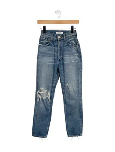 Pre-owned Moussy High-rise Straight Leg Jeans In Blue