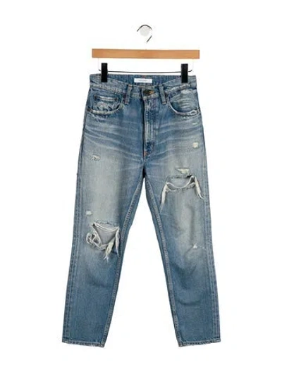 Pre-owned Moussy High-rise Straight Leg Jeans In Blue
