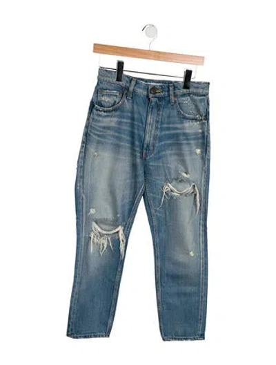 Pre-owned Moussy High-rise Straight Leg Jeans In Blue