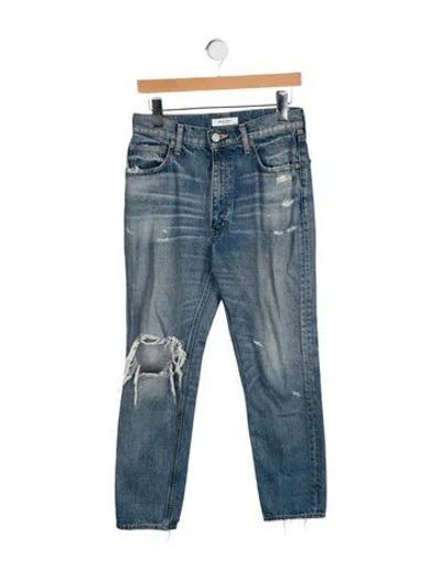 Pre-owned Moussy High-rise Straight Leg Jeans In Blue