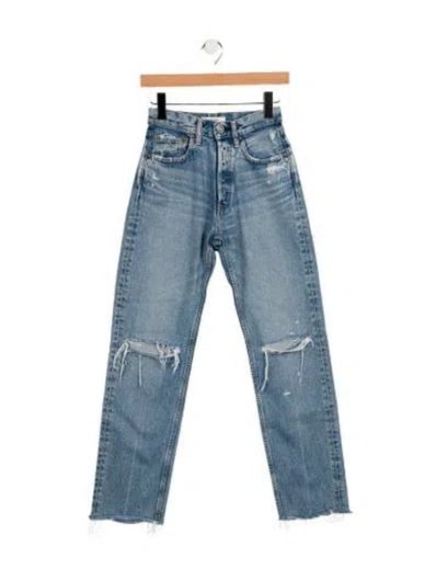 Pre-owned Moussy High-rise Straight Leg Jeans In Blue