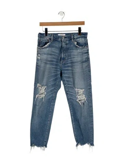 Pre-owned Moussy High-rise Straight Leg Jeans In Blue