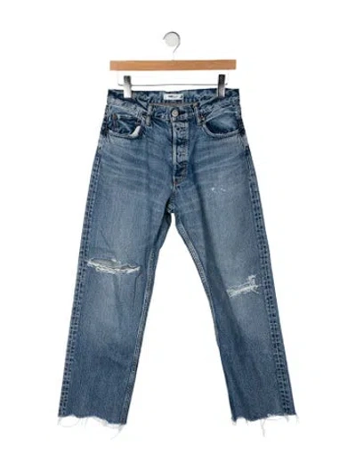Pre-owned Moussy High-rise Straight Leg Jeans In Blue