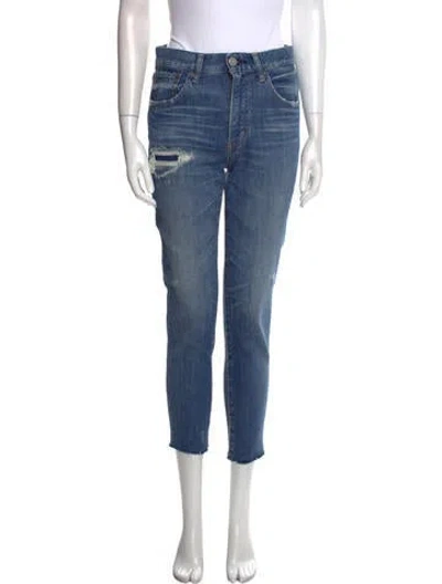 Pre-owned Moussy High-rise Straight Leg Jeans In Blue