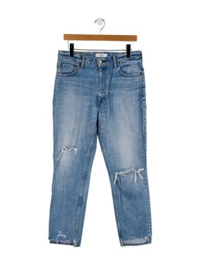Pre-owned Moussy High-rise Straight Leg Jeans In Blue