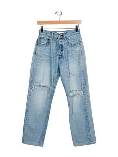 Pre-owned Moussy High-rise Straight Leg Jeans In Blue