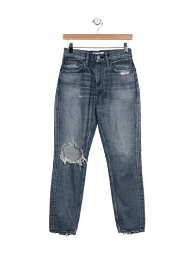 Pre-owned Moussy High-rise Straight Leg Jeans In Blue