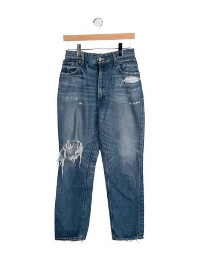 Pre-owned Moussy High-rise Straight Leg Jeans In Blue