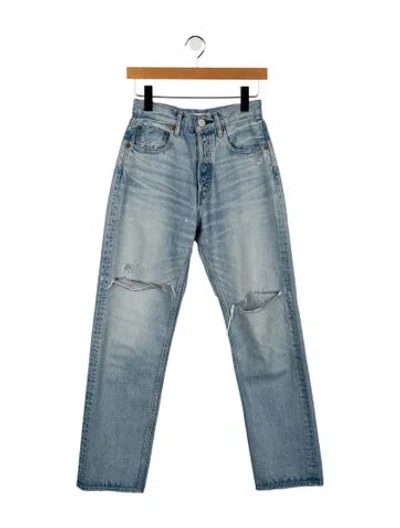Pre-owned Moussy High-rise Straight Leg Jeans In Blue