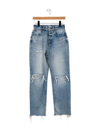 Pre-owned Moussy High-rise Straight Leg Jeans In Blue