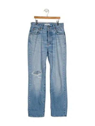 Pre-owned Moussy High-rise Straight Leg Jeans In Blue