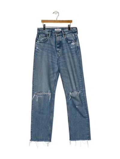 Pre-owned Moussy High-rise Straight Leg Jeans In Blue