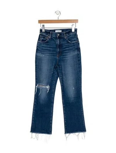 Pre-owned Moussy High-rise Straight Leg Jeans In Blue
